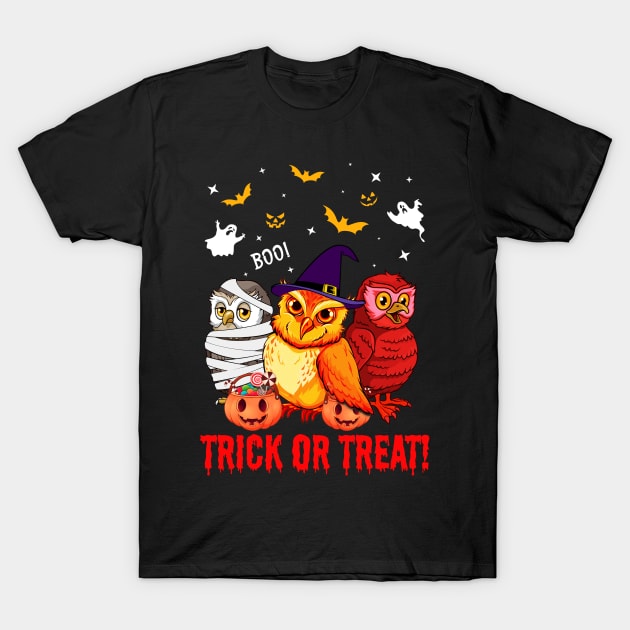 Trick Or Treat Owl Halloween Gift T-Shirt by Dianeursusla Clothes